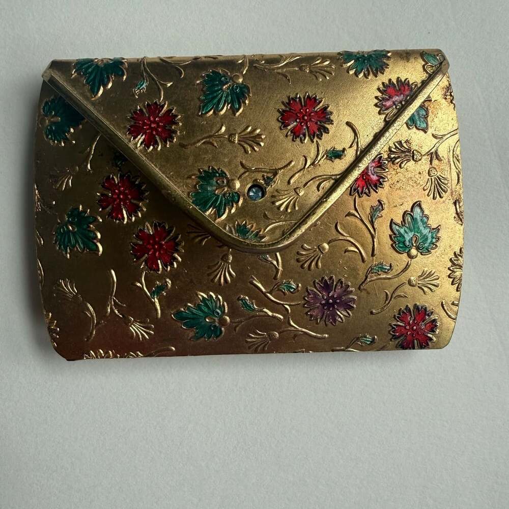 Castelli Roma Italian Floral Enamel Makeup Case
